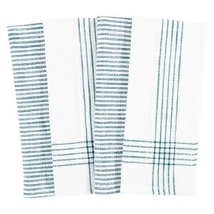 Striped White and Green Kitchen Towels